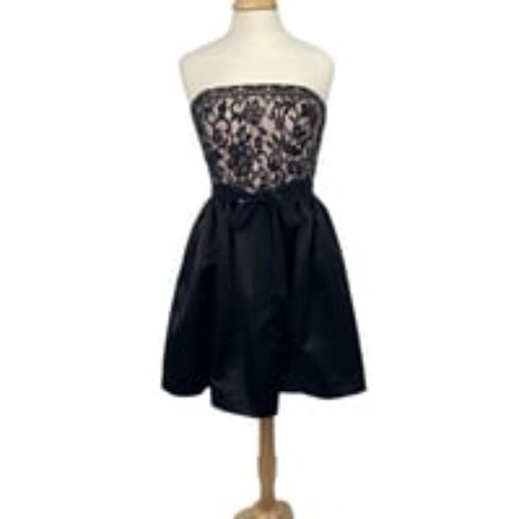 Lace Satin Fit & Flare Mini Dress - Picture 2 of 3